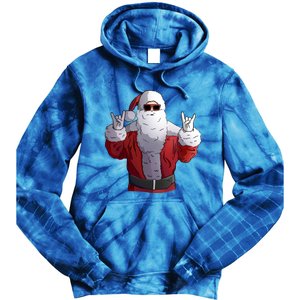 Rock Santa Claus Christmas Cute Gift Tie Dye Hoodie