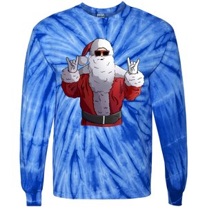 Rock Santa Claus Christmas Cute Gift Tie-Dye Long Sleeve Shirt