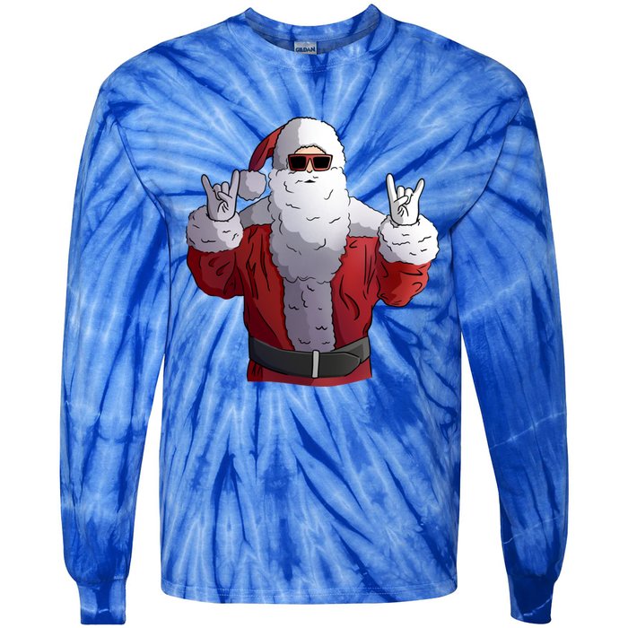 Rock Santa Claus Christmas Cute Gift Tie-Dye Long Sleeve Shirt