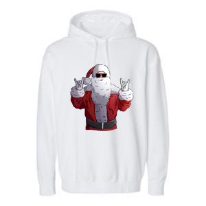 Rock Santa Claus Christmas Cute Gift Garment-Dyed Fleece Hoodie