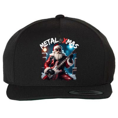 Rocker Santa Claus Merry Xmas Playing Rock Guitar Gift Wool Snapback Cap