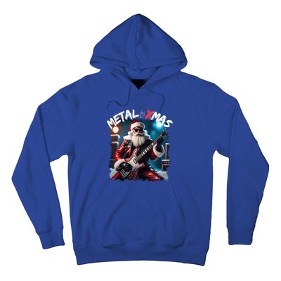 Rocker Santa Claus Merry Xmas Playing Rock Guitar Gift Hoodie