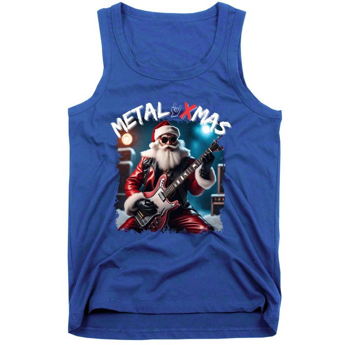 Rocker Santa Claus Merry Xmas Playing Rock Guitar Gift Tank Top