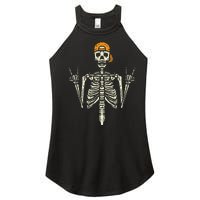 Rocker Skeleton Cap Skater Cool Halloween Punk Rock Women’s Perfect Tri Rocker Tank