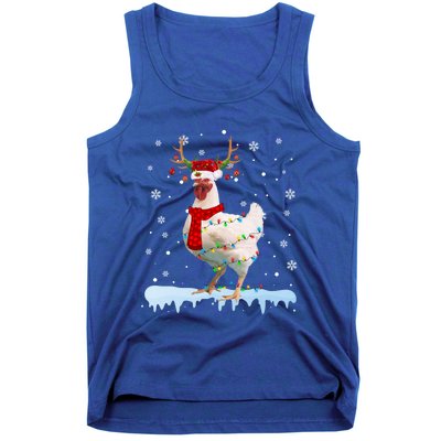 Reindeer Santa Chicken Christmas Lights Meaningful Gift Tank Top