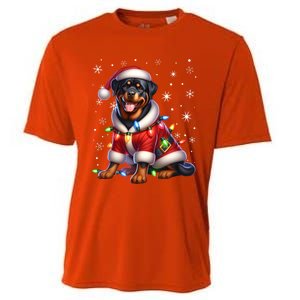 Rottweiler Santa Claus Rottweiler Costume Rottweiler Xmas Gift Cooling Performance Crew T-Shirt