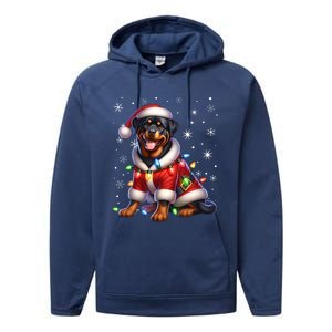 Rottweiler Santa Claus Rottweiler Costume Rottweiler Xmas Gift Performance Fleece Hoodie