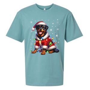 Rottweiler Santa Claus Rottweiler Costume Rottweiler Xmas Gift Sueded Cloud Jersey T-Shirt