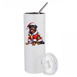 Rottweiler Santa Claus Rottweiler Costume Rottweiler Xmas Gift Stainless Steel Tumbler