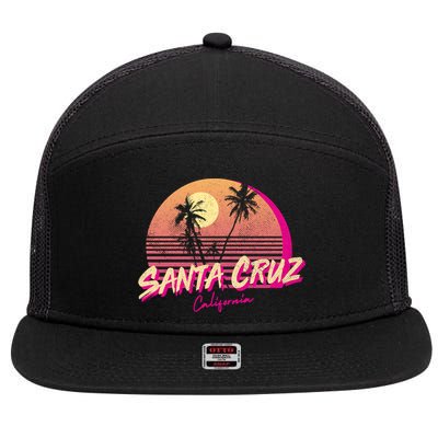 Retro Santa Cruz California Beach Sunset Gift 7 Panel Mesh Trucker Snapback Hat