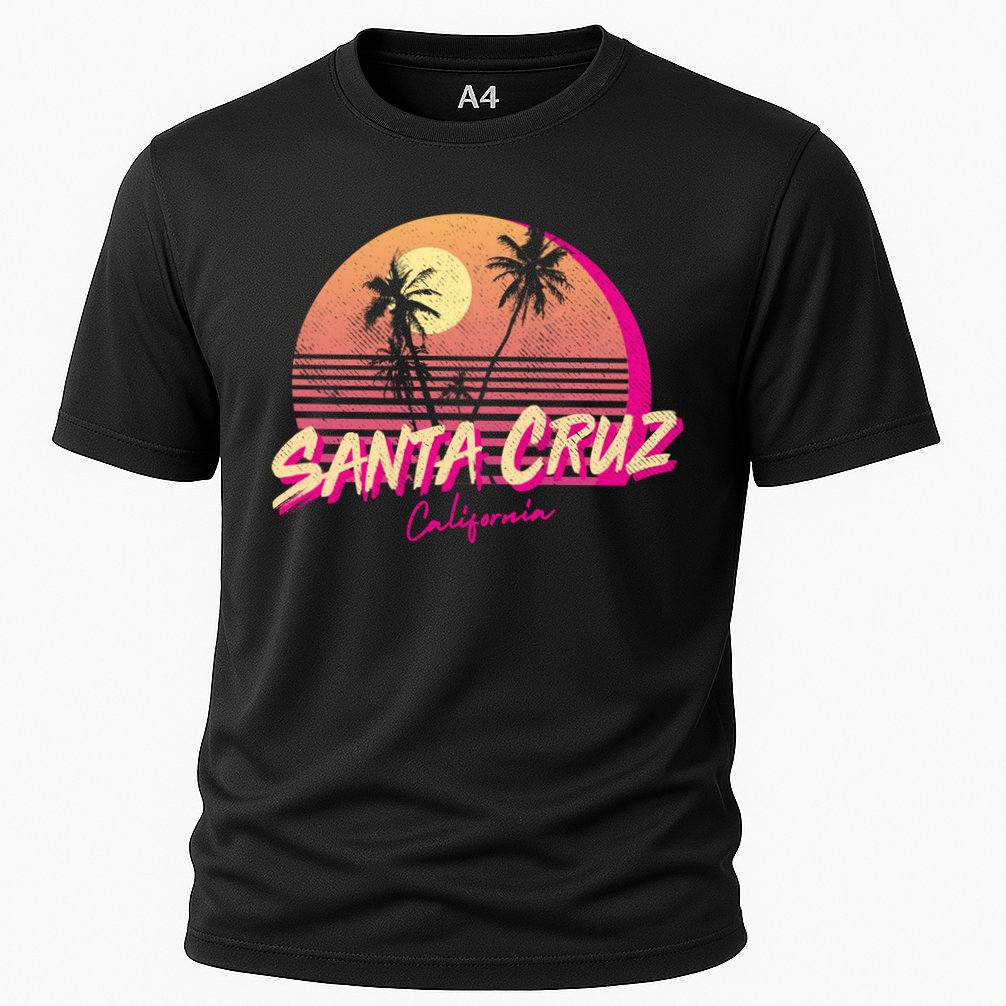 Retro Santa Cruz California Beach Sunset Gift Cooling Performance Crew T-Shirt