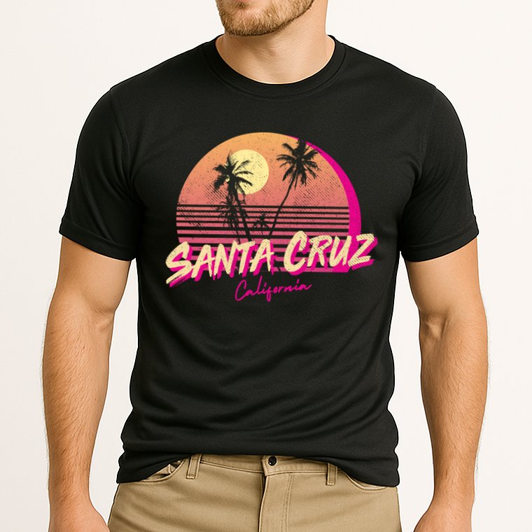 Retro Santa Cruz California Beach Sunset Gift Cooling Performance Crew T-Shirt