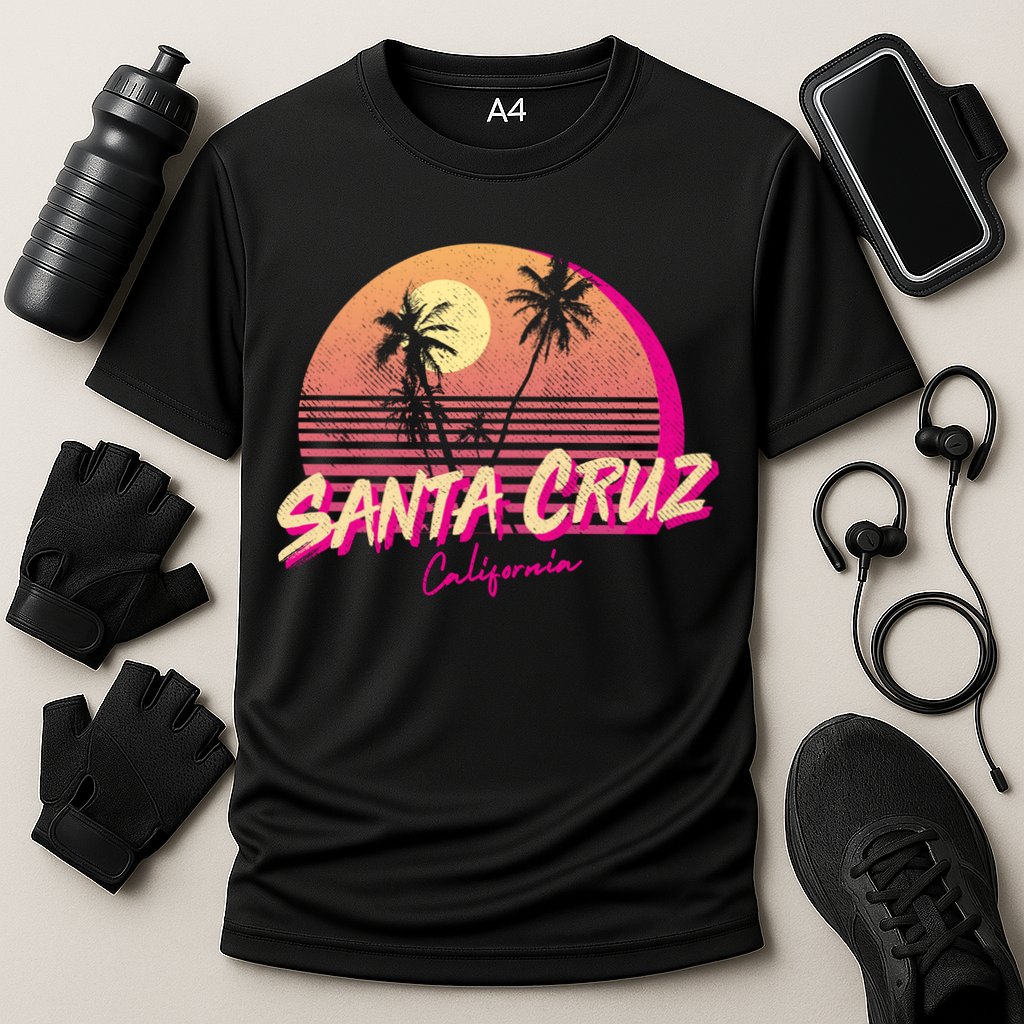 Retro Santa Cruz California Beach Sunset Gift Cooling Performance Crew T-Shirt