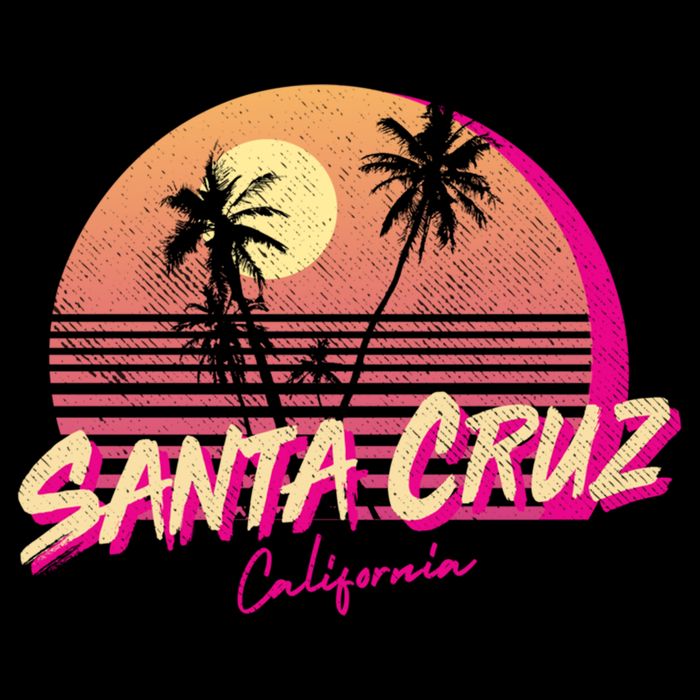 Retro Santa Cruz California Beach Sunset Gift Drawstring Bag