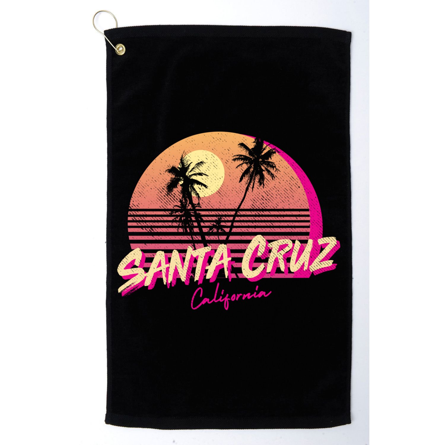 Retro Santa Cruz California Beach Sunset Gift Golf Towel