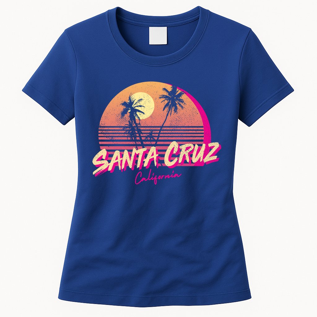 Retro Santa Cruz California Beach Sunset Gift Womens T-Shirt
