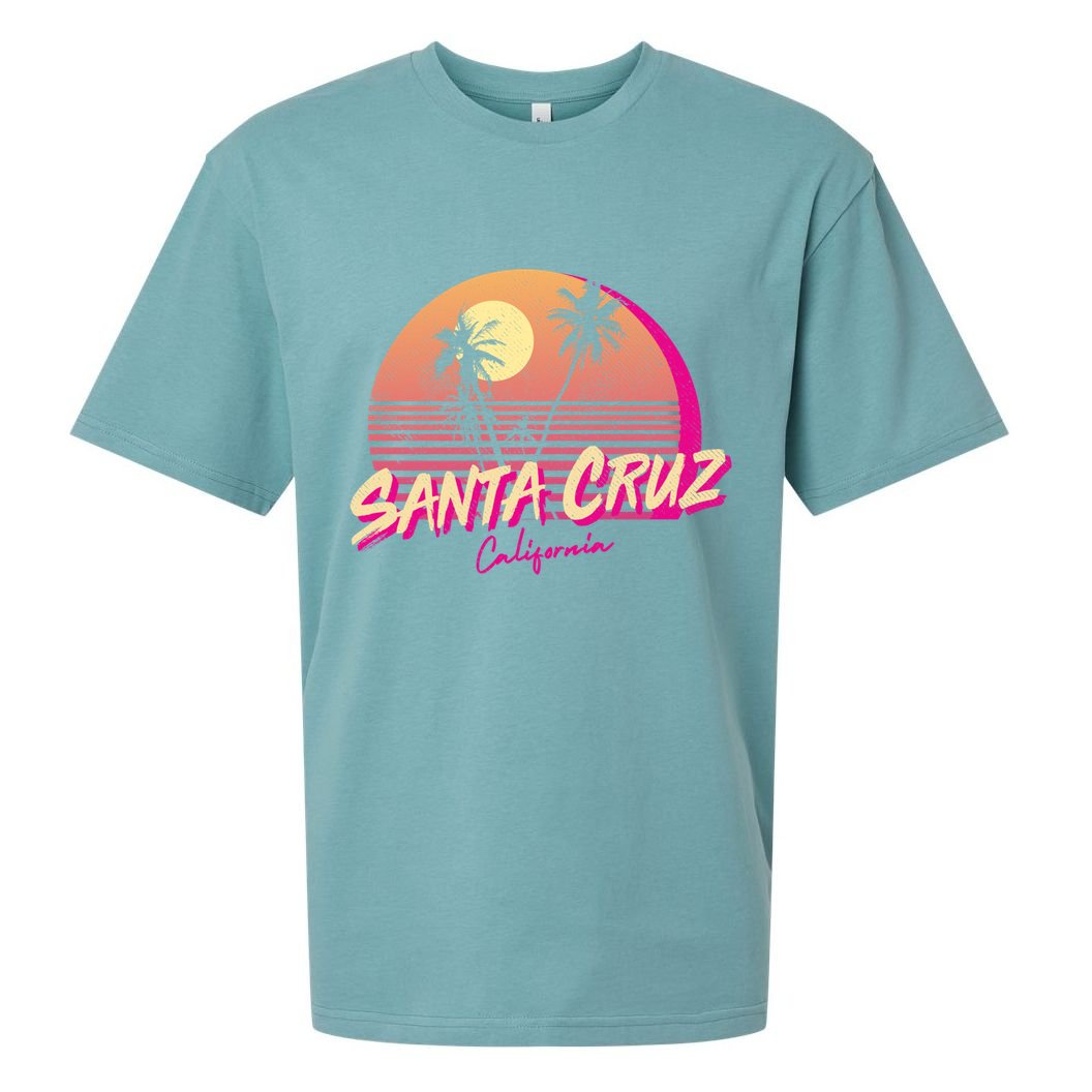 Retro Santa Cruz California Beach Sunset Gift Sueded Cloud Jersey T-Shirt