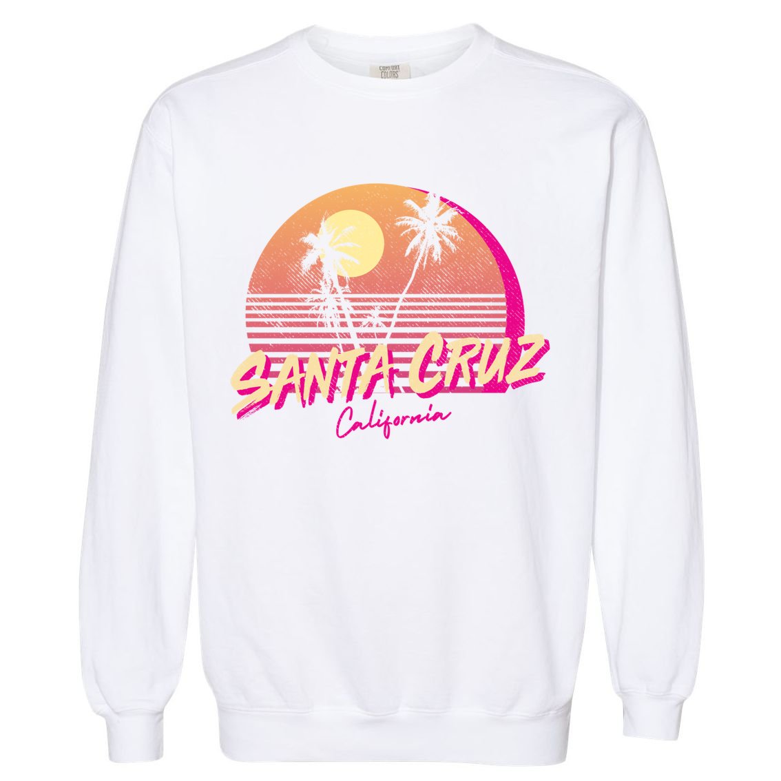 Retro Santa Cruz California Beach Sunset Gift Garment-Dyed Sweatshirt
