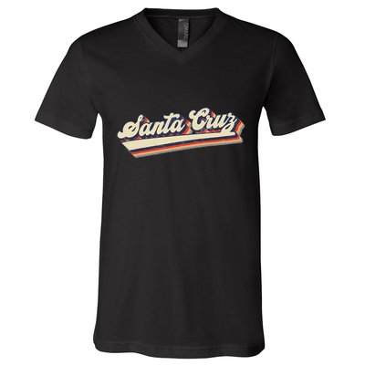 Retro Santa Cruz California Saying Surfer V-Neck T-Shirt