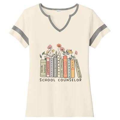 Retro School Counselor Therapist Mental Health Advocate Ladies Halftime Notch Neck Tee