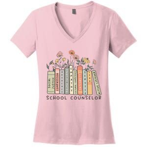 Retro School Counselor Therapist Mental Health Advocate Women's V-Neck T-Shirt