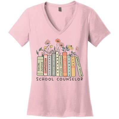 Retro School Counselor Therapist Mental Health Advocate Women's V-Neck T-Shirt