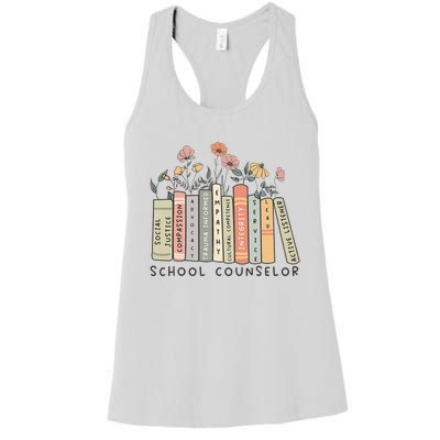 Retro School Counselor Therapist Mental Health Advocate Women's Racerback Tank