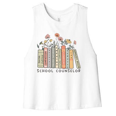 Retro School Counselor Therapist Mental Health Advocate Women's Racerback Cropped Tank