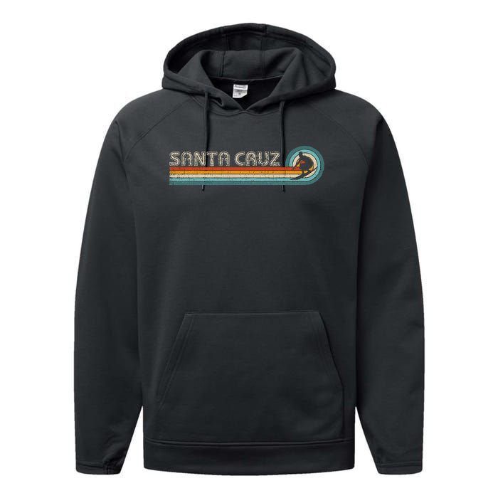 Retro Santa Cruz California Surfing Santa Cruz Performance Fleece Hoodie