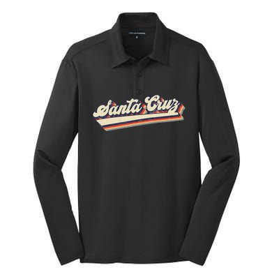 Retro Santa Cruz California Saying Surfer Silk Touch Performance Long Sleeve Polo