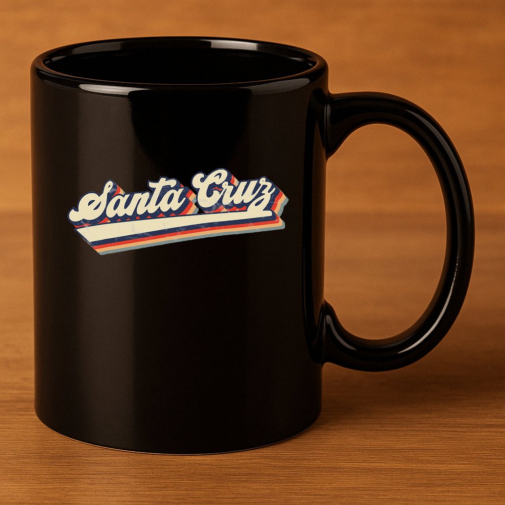 Retro Santa Cruz California 11oz C Handle Ceramic Mug