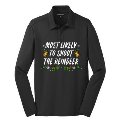 Reindeer Santa Claus Christmas Holiday Silk Touch Performance Long Sleeve Polo