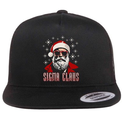 Retro Sigma Claus Distressed Gen Alpha Xmas Flat Bill Trucker Hat