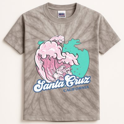 Retro Santa Cruz California Beach Surfing Kids Tie-Dye T-Shirt