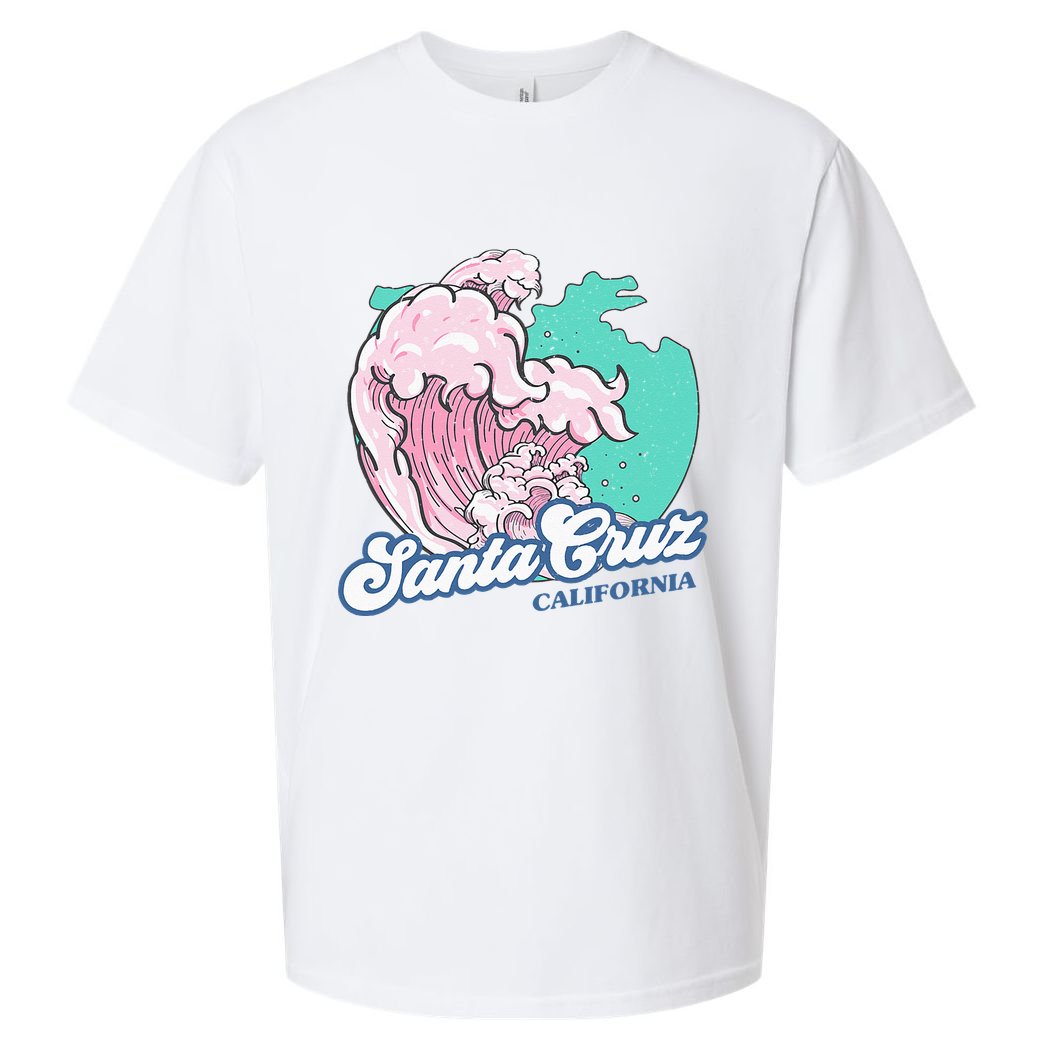 Retro Santa Cruz California Beach Surfing Sueded Cloud Jersey T-Shirt