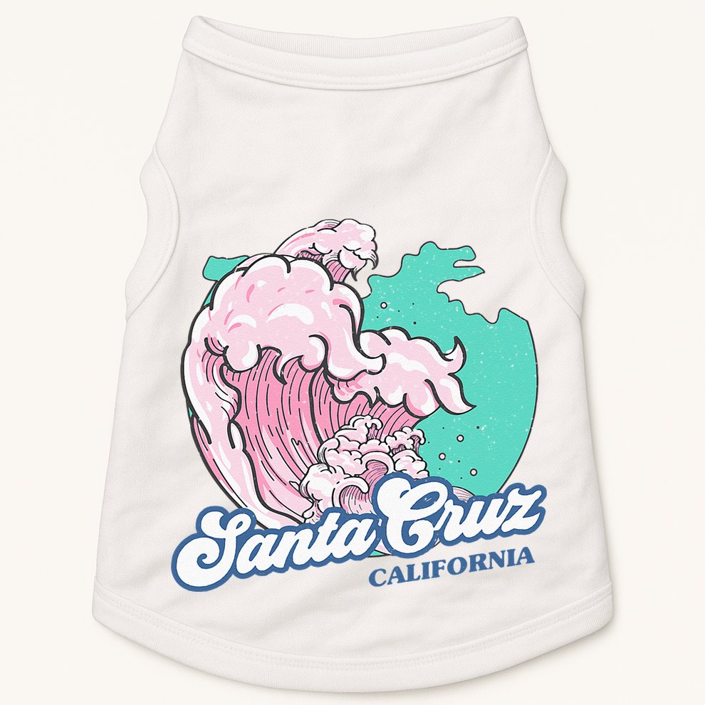 Retro Santa Cruz California Beach Surfing Doggie Tank
