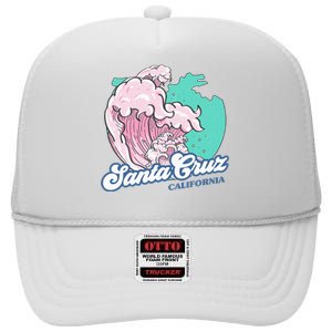 Retro Santa Cruz California Beach Surfing High Crown Mesh Back Trucker Hat