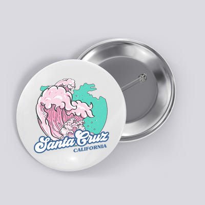 Retro Santa Cruz California Beach Surfing Button