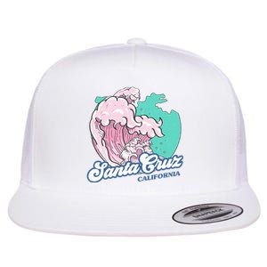 Retro Santa Cruz California Beach Surfing Flat Bill Trucker Hat