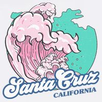 Retro Santa Cruz California Beach Surfing Flat Bill Trucker Hat