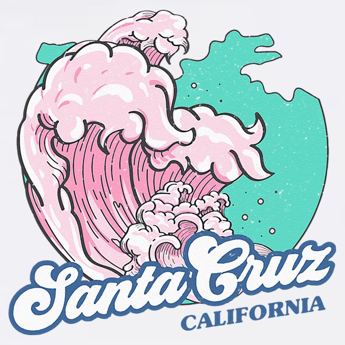 Retro Santa Cruz California Beach Surfing Flat Bill Trucker Hat