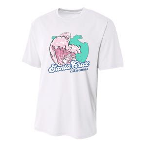 Retro Santa Cruz California Beach Surfing Youth Performance Sprint T-Shirt