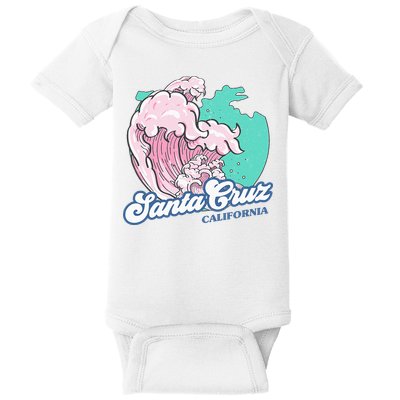 Retro Santa Cruz California Beach Surfing Baby Bodysuit