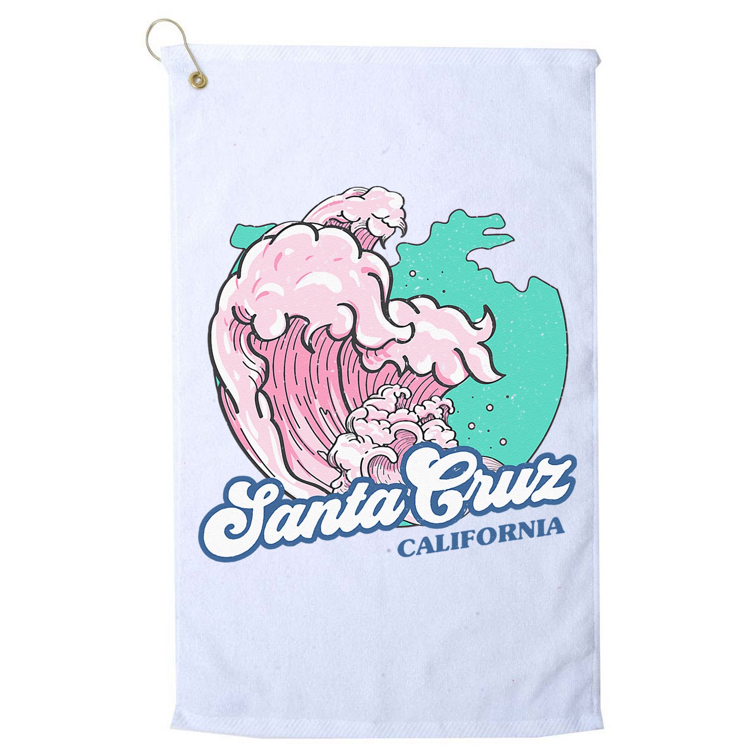 Retro Santa Cruz California Beach Surfing Golf Towel