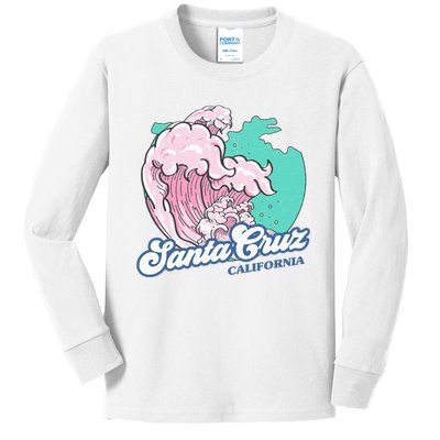 Retro Santa Cruz California Beach Surfing Kids Long Sleeve Shirt