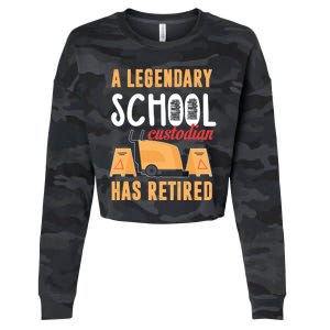 Retired School Custodian Gift School Custodian Retirement Cropped Pullover Crew