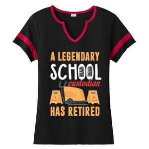 Retired School Custodian Gift School Custodian Retirement Ladies Halftime Notch Neck Tee