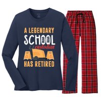 Retired School Custodian Gift School Custodian Retirement Women's Long Sleeve Flannel Pajama Set 