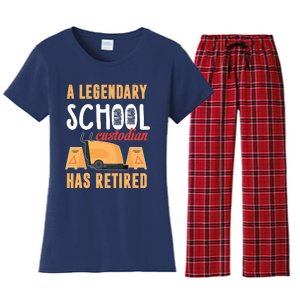 Retired School Custodian Gift School Custodian Retirement Women's Flannel Pajama Set