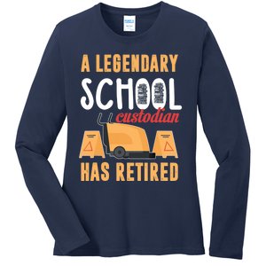 Retired School Custodian Gift School Custodian Retirement Ladies Long Sleeve Shirt